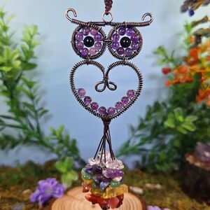 Handmade Amethyst Crystal Owl Décor #70